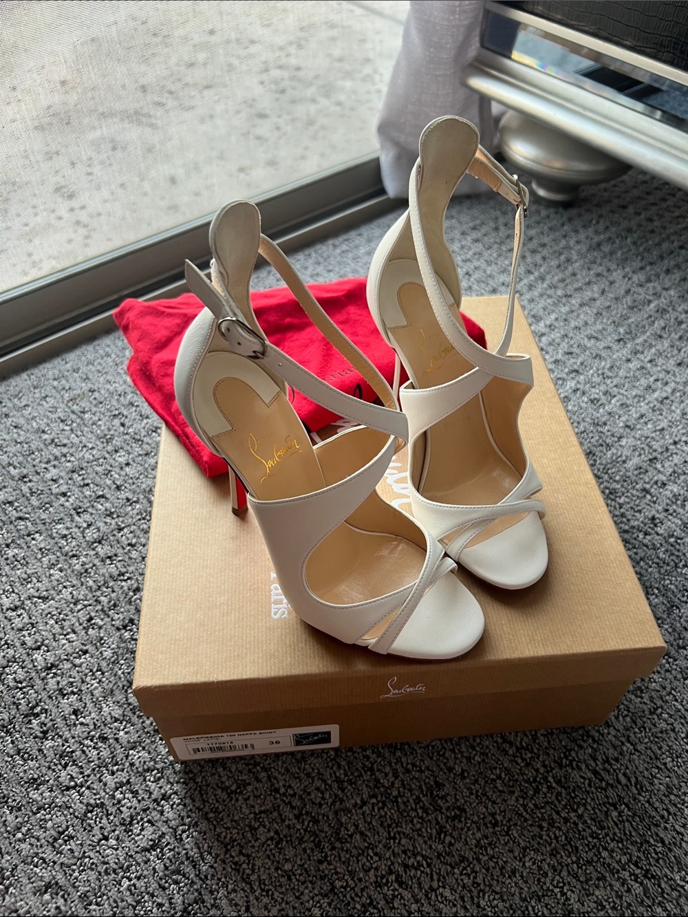 Christian Louboutin Malefissina White Strappy Leather High Heel Sandals